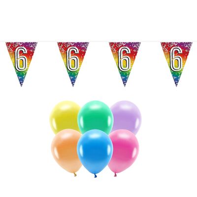 Boland Party 6e jaar verjaardag feest versieringen - Ballonnen en vlaggetjes