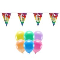 Boland Party 6e jaar verjaardag feest versieringen - Ballonnen en vlaggetjes - thumbnail