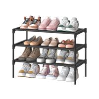 Schoenenrek met metalen frame, diepzwart / 3 niveaus (62,3B cm)