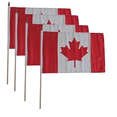 Zwaaivlag Canada - 4x - luxe - 30 x 45 cm - op lange stok - Feestartikelen / versiering