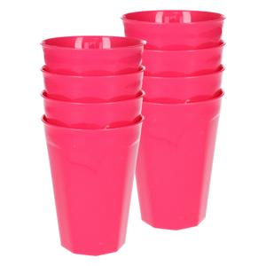 Verjaardag/kinder/camping drink bekers - 8x stuks - 300 ML - roze - kunststof - onbreekbaar