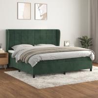 Boxspring met matras fluweel donkergroen 200x200 cm
