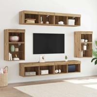 Tv-meubelset 8 pcs artisanaal eikenkleurig Bewerkt hout