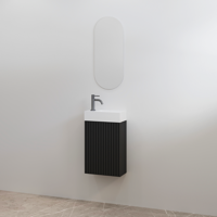 Toiletmeubelset Geribbeld Best-Design Mali Zwart Onderkast + Wit Fontein