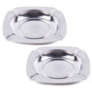 Asbak - 2x - rvs - 11 cm - stapelbaar - binnen/buiten - asbakken