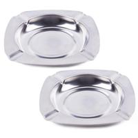 Asbak - 2x - rvs - 11 cm - stapelbaar - binnen/buiten - asbakken