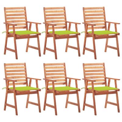 Tuinstoelen 6 st met kussens massief acaciahout