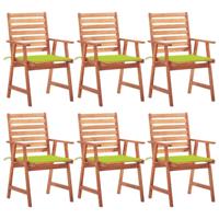 Tuinstoelen 6 st met kussens massief acaciahout