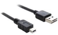 Delock USB-kabel USB 2.0 USB-A stekker, USB-mini-B stekker 3.00 m Zwart Stekker past op beide manieren, Vergulde steekcontacten, UL gecertificeerd 83364