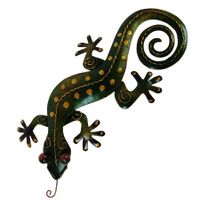 Metalen Muurdecoratie Gekko (S) Gele Stippen