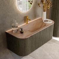 Badmeubel Mondiaz Kurve-Dlux | 110 cm | Meubelkleur Shadow | Wastafelkleur Saba | Solid surface | Wasbak midden spoelbak | 1 kraangat