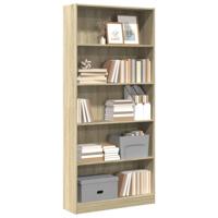 Boekenkast 80x24x176 cm bewerkt hout sonoma eikenkleurig