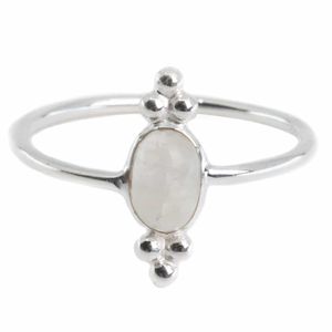 Edelsteen Ring Regenboog Maansteen - 925 Zilver - Fancy (Maat 17)
