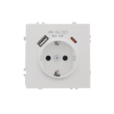 Geaard stopcontact met USB A en C Milaan wit