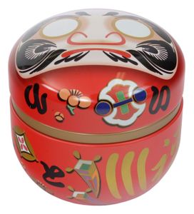 Rood roestvrijstalen theeblik Daruma - 8.25cm 80g