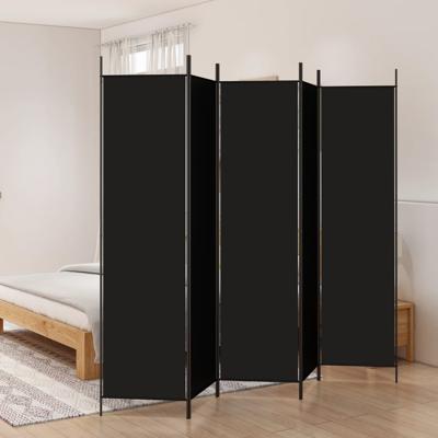 Kamerscherm met 5 panelen 250x200 cm stof zwart