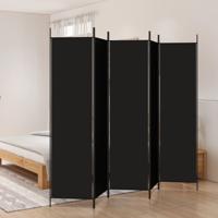 Kamerscherm met 5 panelen 250x200 cm stof zwart