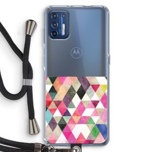 Gekleurde driehoekjes: Motorola Moto G9 Plus Transparant Hoesje met koord