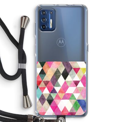 Gekleurde driehoekjes: Motorola Moto G9 Plus Transparant Hoesje met koord