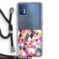 Gekleurde driehoekjes: Motorola Moto G9 Plus Transparant Hoesje met koord