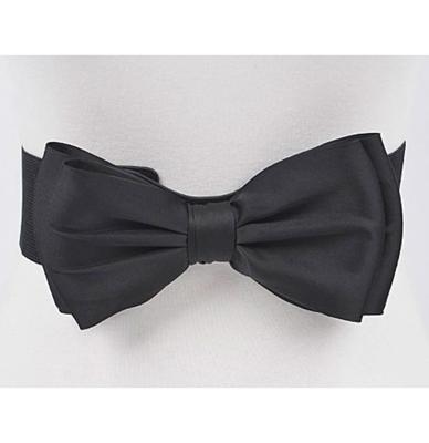 Unique Vintage Elastic Bow Belt Black