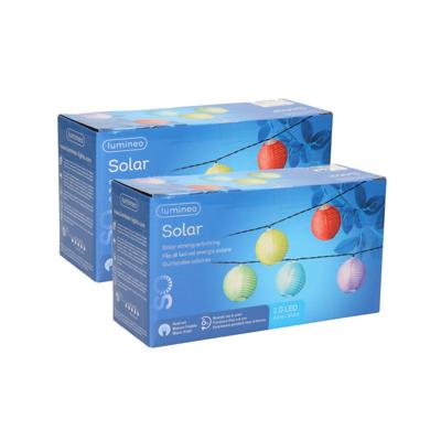 Solar lampion tuinverlichting/feestverlichting - 2x stuks - gekleurde bollen - 450 cm - Partyverlich