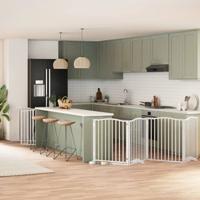 Hondenhek inklapbaar met deur 10 panelen 800cm populierhout wit