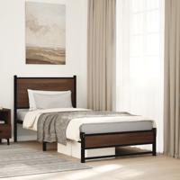 Bedframe zonder matras metaal bruin eikenkleurig 90x200 cm - thumbnail