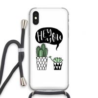 Hey you cactus: iPhone XS Transparant Hoesje met koord