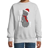 Kersttrui/sweater voor jongens/meisjes - HoHoHo - grijs - sneeuwpop poesje