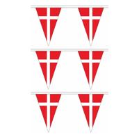 Denemarken vlaggetjes vlaggenlijn - 3x stuks - 5 meter - Deense versiering - Polyester - Feestartike