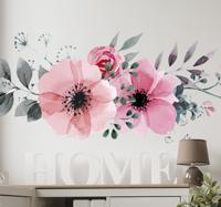 Muursticker woonkamer bloemen aquarel