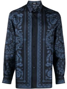 Versace chemise en soie à imprimé baroque - Bleu