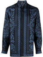 Versace chemise en soie à imprimé baroque - Bleu - thumbnail