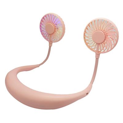 Creatieve mini opknoping nek type fan outdoor LED fan (roze)