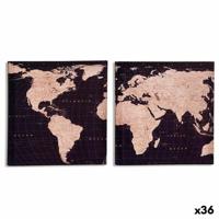 Canvas Wereldkaart 1,5 x 28 x 28 cm (36 Stuks)