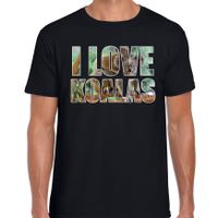 Tekst t-shirt I love koalas met dieren foto van een koala zwart voor heren