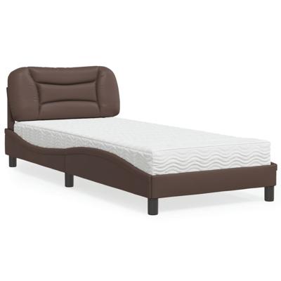 Bed met matras "Hvar" kunstleer bruin 90x190 cm
