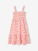 Meisjesjurk met gesmokte bretels en bloemenprint vanille Meisjesjurk met gesmokte bretels en bloemenprint vanille