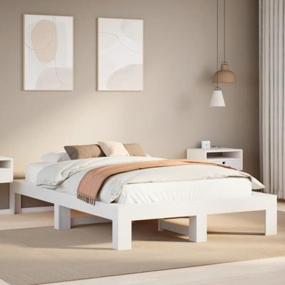 Bedframe zonder matras massief grenenhout wit 120x190 cm