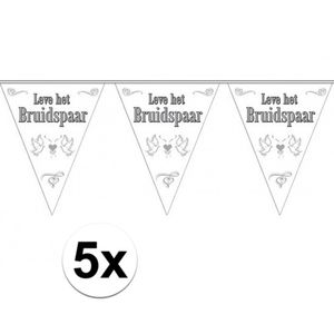 5x Leve het bruidspaar bruiloft versiering vlaggenlijn   -