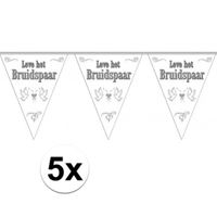 5x Leve het bruidspaar bruiloft versiering vlaggenlijn   - - thumbnail