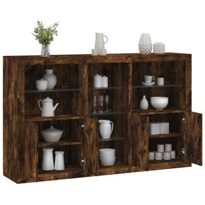 Dressoir met LED-verlichting 162x37x100 cm gerookt eikenkleurig