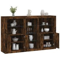 Dressoir met LED-verlichting 162x37x100 cm gerookt eikenkleurig