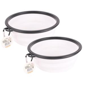 Hondenvoerbak - 2x - drinkbak - D19 cm - opbouwbaar - wit - kattenvoerbak