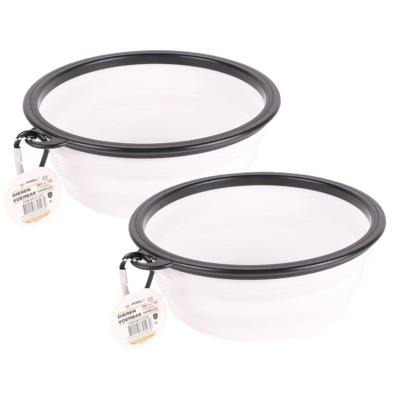 Hondenvoerbak - 2x - drinkbak - D19 cm - opbouwbaar - wit - kattenvoerbak