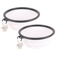 Hondenvoerbak - 2x - drinkbak - D19 cm - opbouwbaar - wit - kattenvoerbak Hondenvoerbak - 2x - drinkbak - D19 cm - opbouwbaar - wit - kattenvoerbak