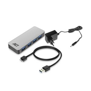 ACT AC6120 interface hub USB 3.2 Gen 1 (3.1 Gen 1) Micro-B 5000 Mbit/s Grijs