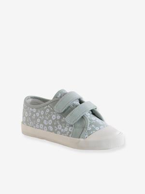 Meisjessneakers van textiel met klittenband, kleutercollectie saliegroen