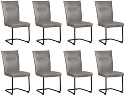 Grijze leren Retro - poot rond zwart - Granada leer Steel (grijs leer)